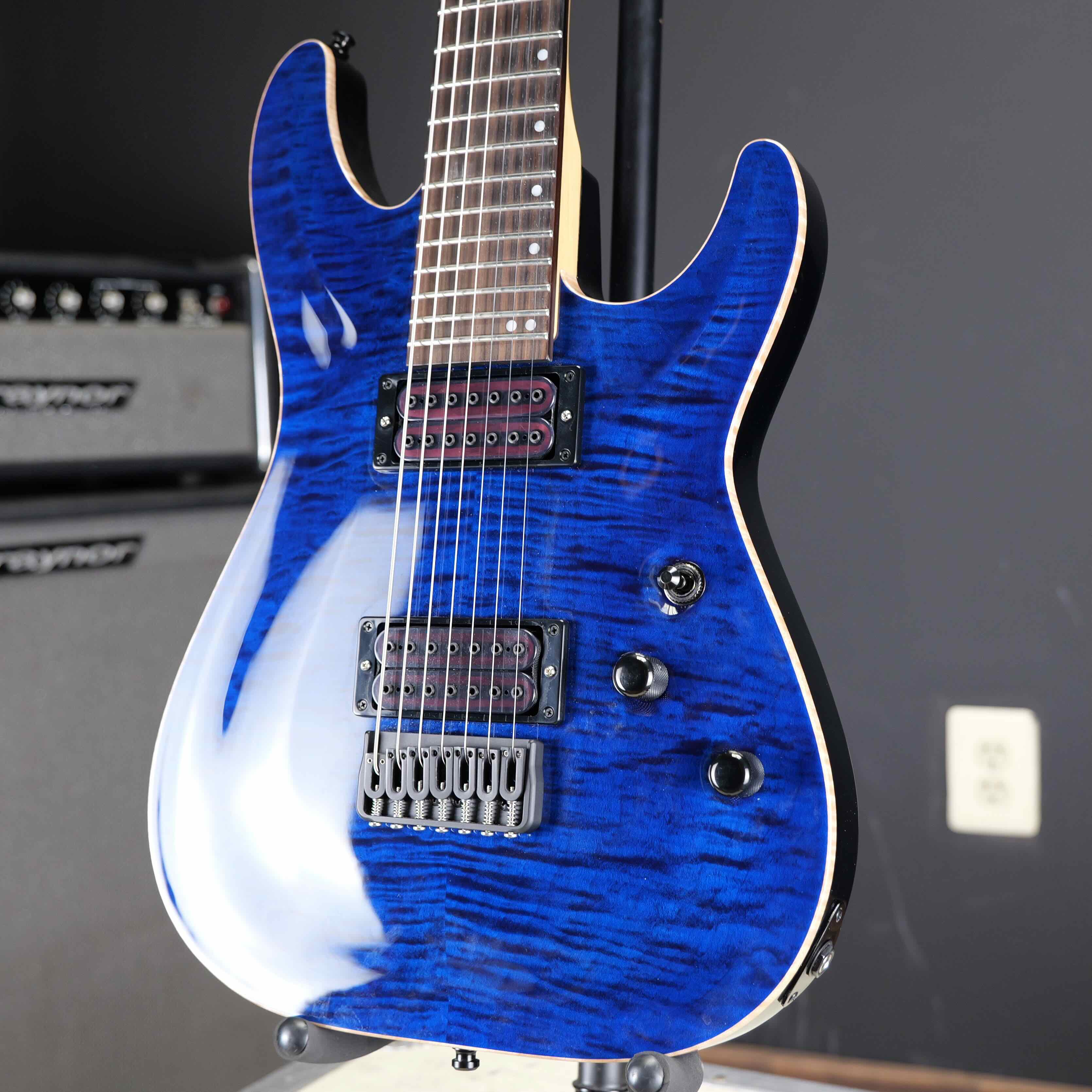Schecter USA Sunset Classic-II 7 String Black Ocean w/ Apocalypse