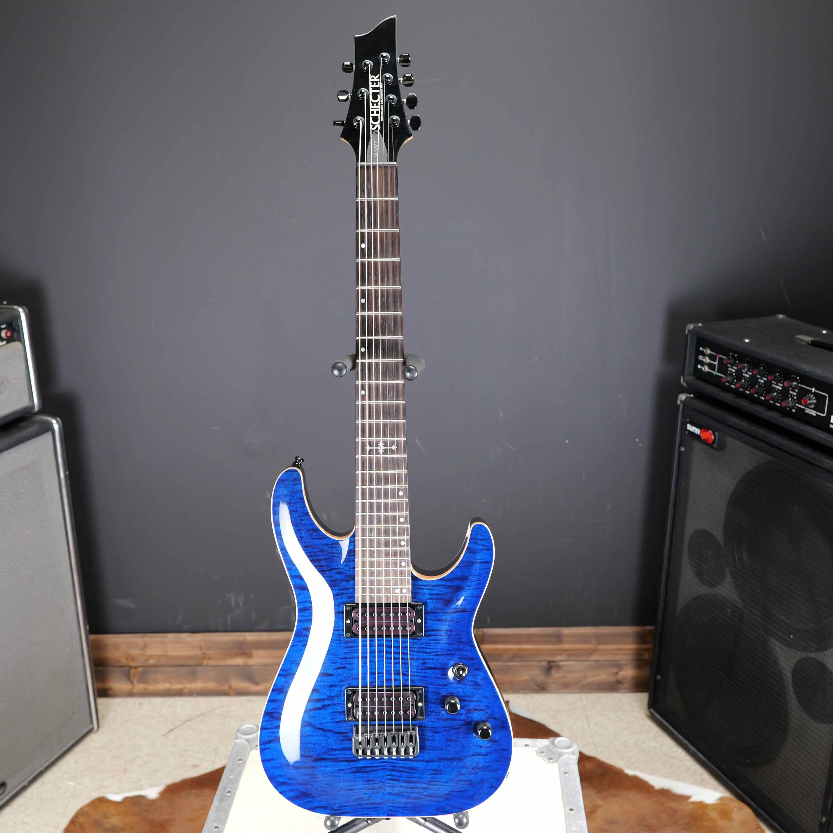 Schecter USA Sunset Classic-II 7 String Black Ocean w/ Apocalypse