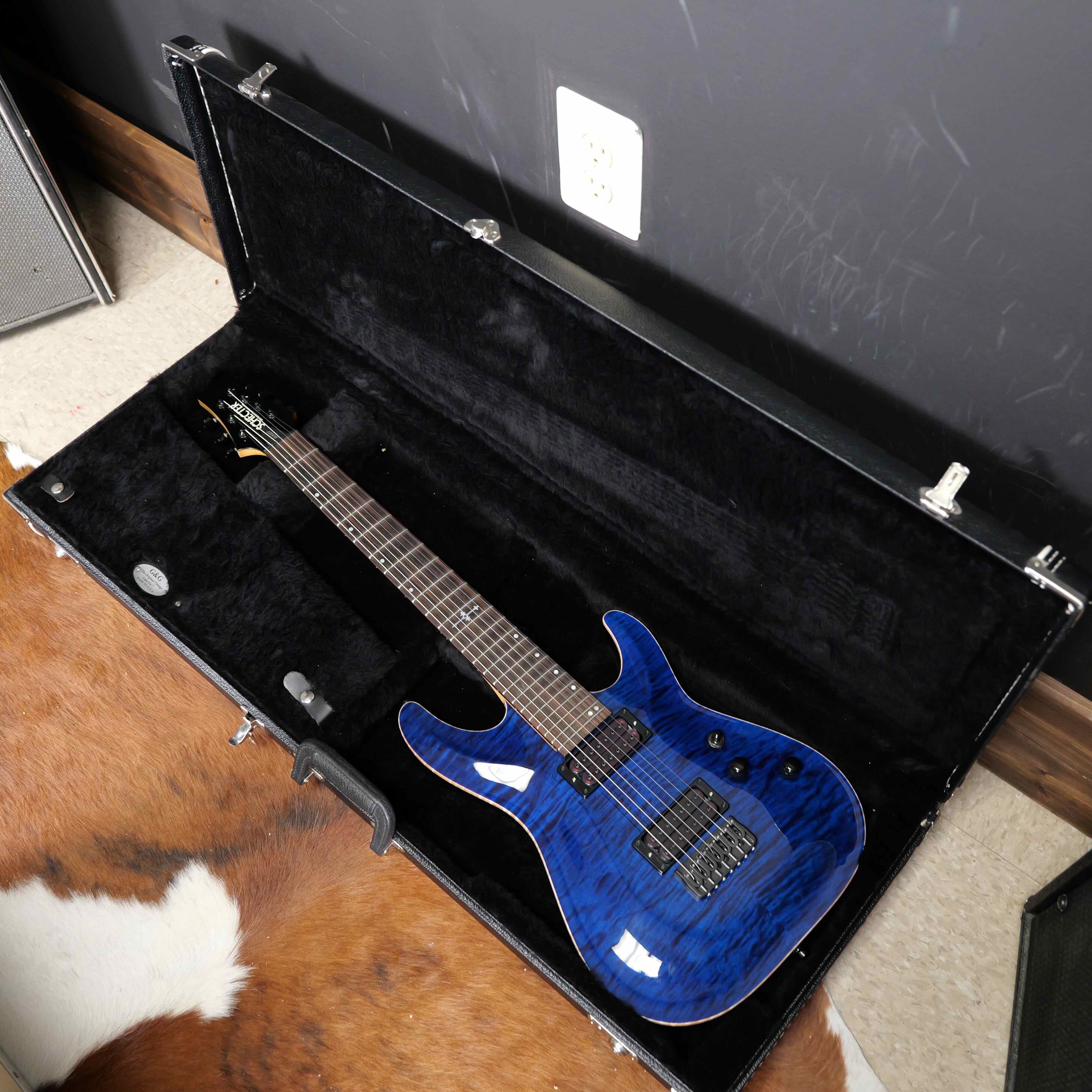 Schecter USA Sunset Classic-II 7 String Black Ocean w/ Apocalypse