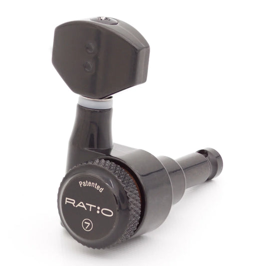 Graphtech 7-In-Line Ratio Electric Locking Machine Heads Staggered Posts Black