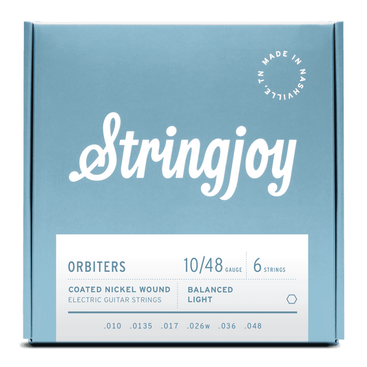 Stringjoy Orbiters | Balanced Light Gauge (10-48) Coated Nickel Wound Electric Guitar Strings