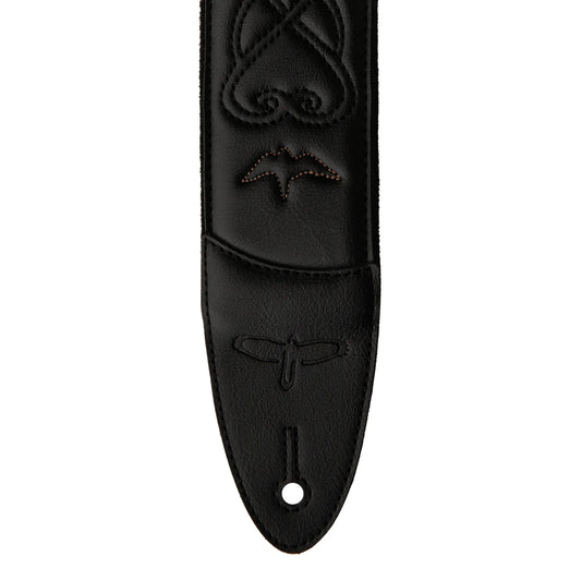 PRS 2.4" Padded Guitar Strap w/RAS, Custom Leather (Faux) Birds Black