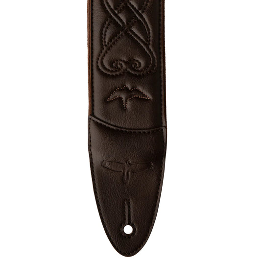 PRS 2.4" Padded Guitar Strap w/RAS, Custom Leather (Faux) Birds Brown