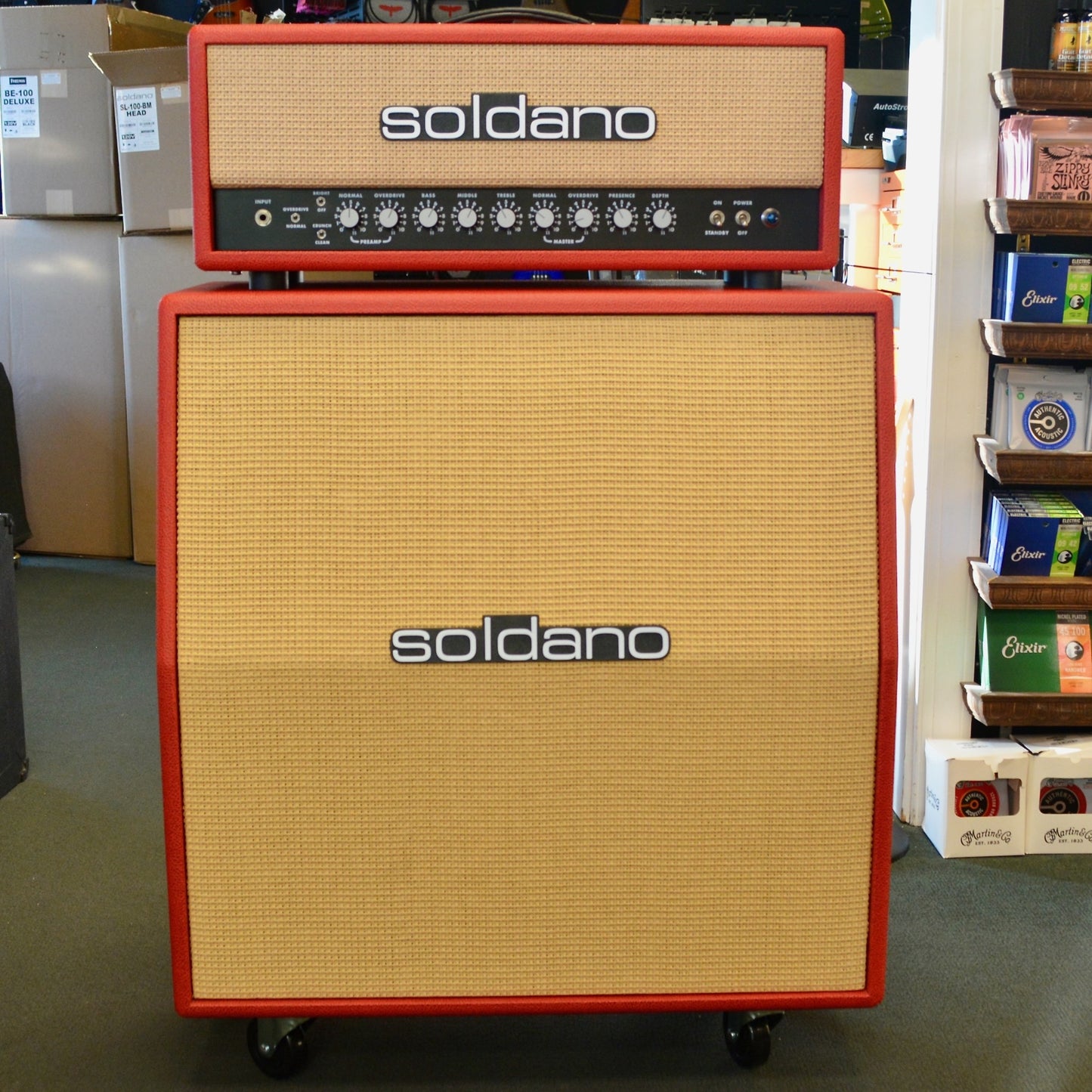 Soldano SlO-100 w/ matching 4x12 Cab British Garnet Bronco/Cane Grill//Creamback