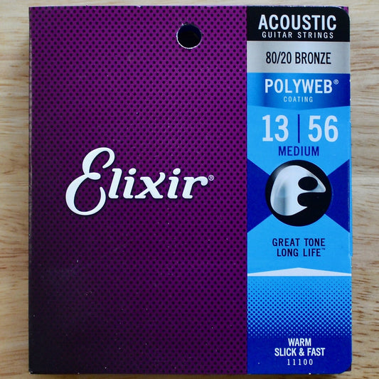Elixir 80/20 Bronze Acoustic Strings Polyweb Coating Medium
