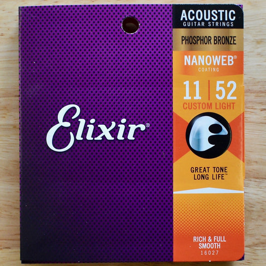 Elixir Phosphor Bronze Acoustic Strings Nanoweb Coating Custom Light