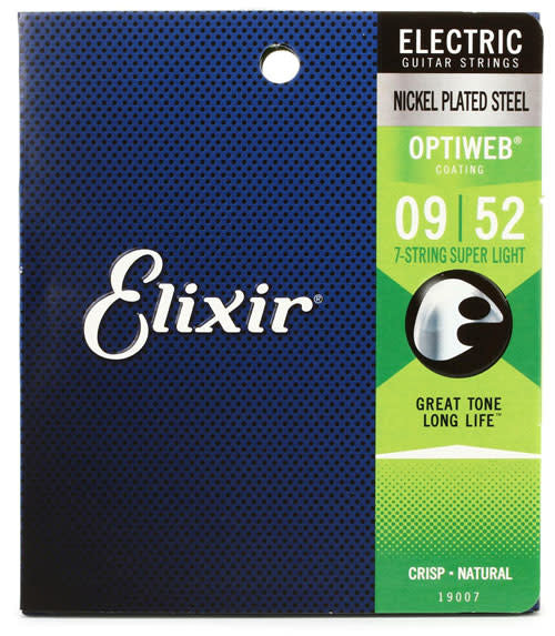 Elixir Nickel Strings Optiweb 7 String Super Light 9-52