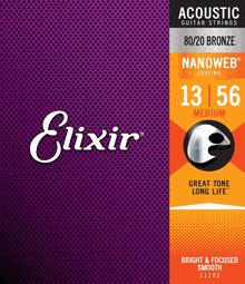 Elixir 80/20 Bronze Strings Nanoweb Medium 13-56