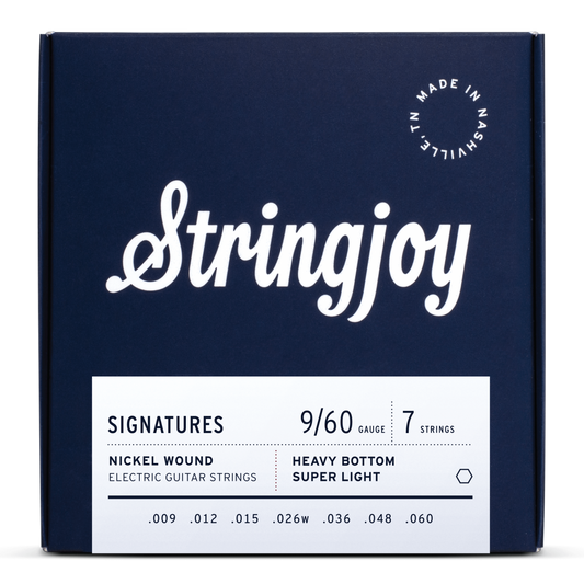 Stringjoy Signatures 7 String Heavy Bottom Super Light Gauge (9-60) Nickel Wound Electric Guitar Strings