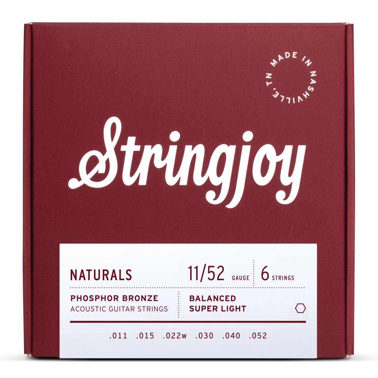 Stringjoy Naturals  Super Light Gauge (11-52) Phosphor Bronze Acoustic Guitar Strings