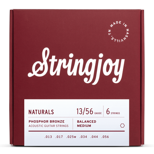Stringjoy Naturals  Medium Gauge (13-56) Phosphor Bronze Acoustic Guitar Strings