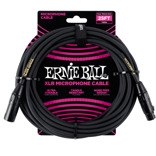 Ernie Ball Classic XLR Microphone Cable Male/Female 25ft Black