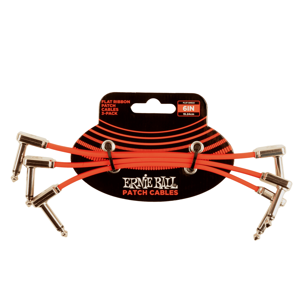 Ernie Ball Flat Ribbon Patch Cables 3 Pack 6" Red