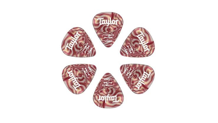 Taylor Premium 351 Thermex Ultra Guitar Picks, Ruby Swirl, 6-Pack 1.25mm