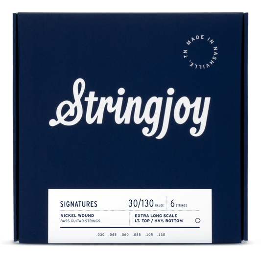 Stringjoy Signatures Light Top / Heavy Bottom Gauge (30-130) 6 String Extra Long Scale Nickel Wound Bass Guitar Strings