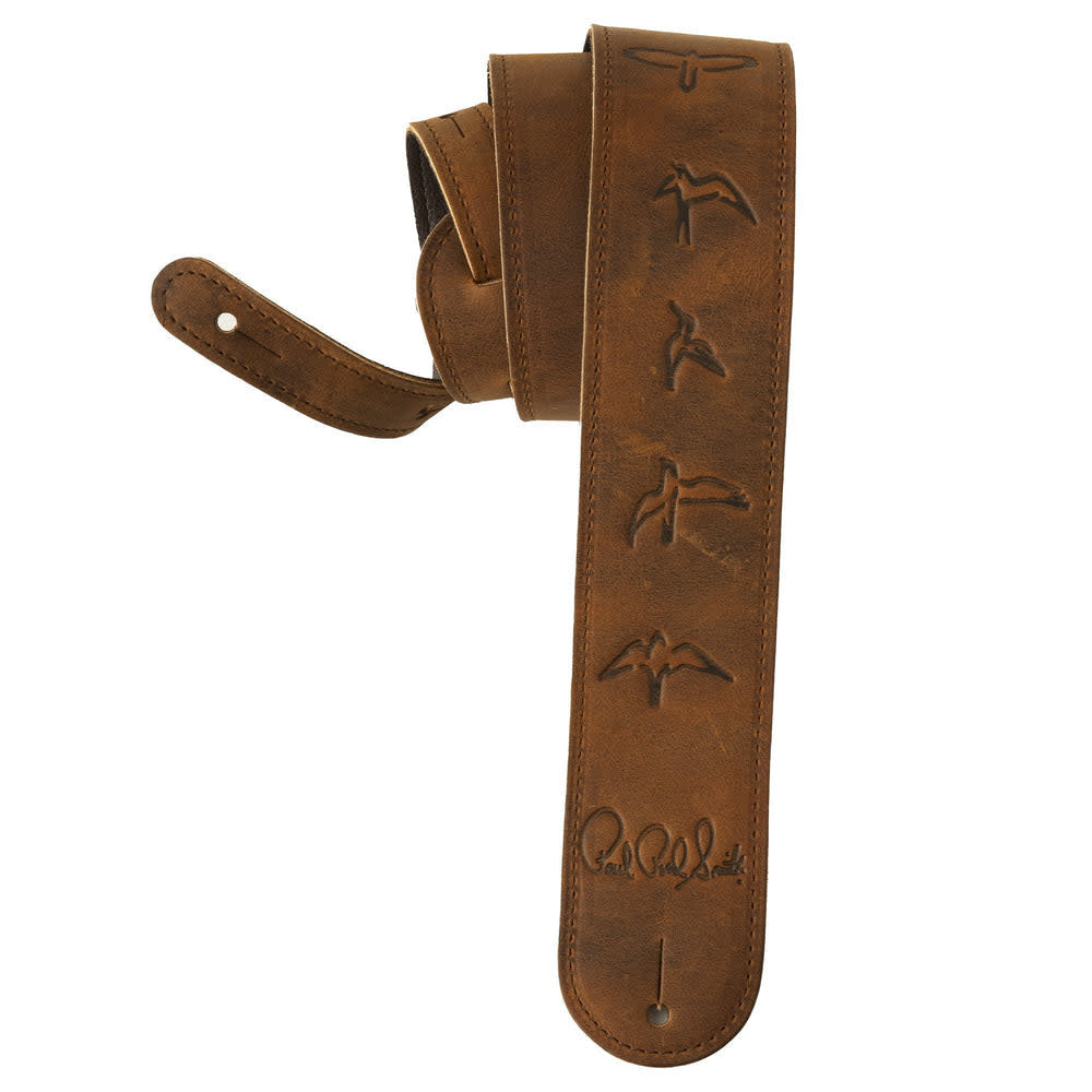 PRS Distressed Brown Leather Birds Strap